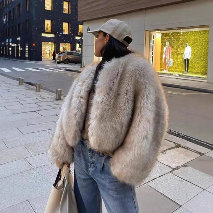 Damer lyxig plyschjacka med V-ringning Eva Jonsson-Eva Jonsson