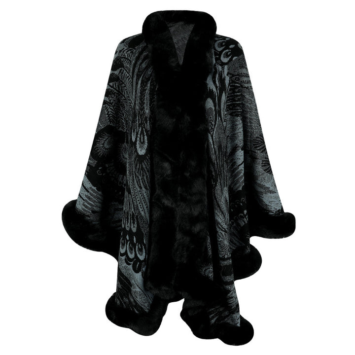 Damer lyxig poncho med dekorativ fleece värmeskydd Mirla-Eva Jonsson