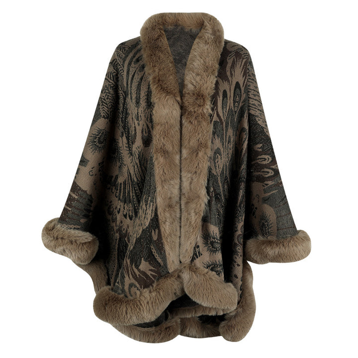 Damer lyxig poncho med dekorativ fleece värmeskydd Mirla-Eva Jonsson