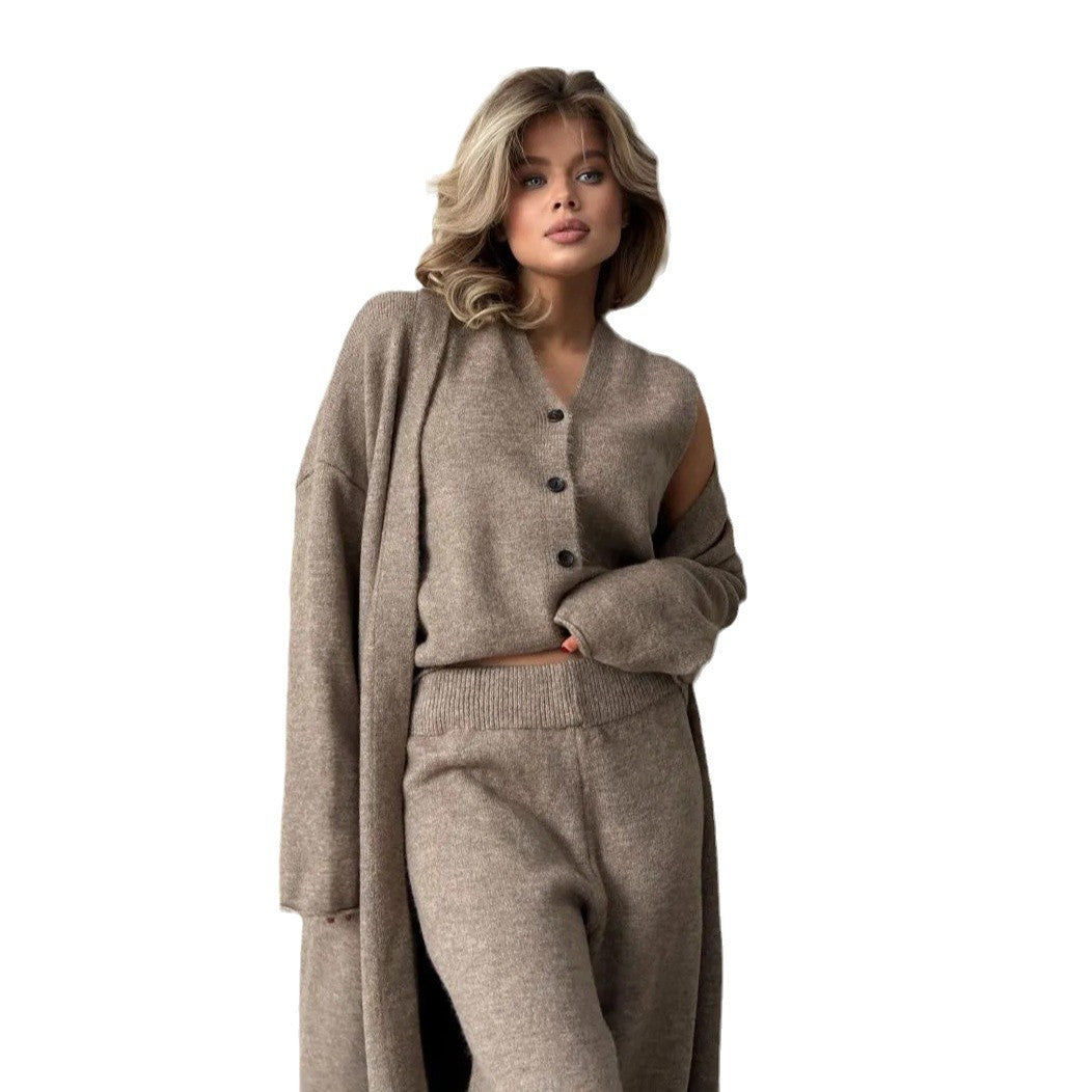 Damer lyxigt lounge-set med lång cardigan och vida byxor Mirla-Eva Jonsson