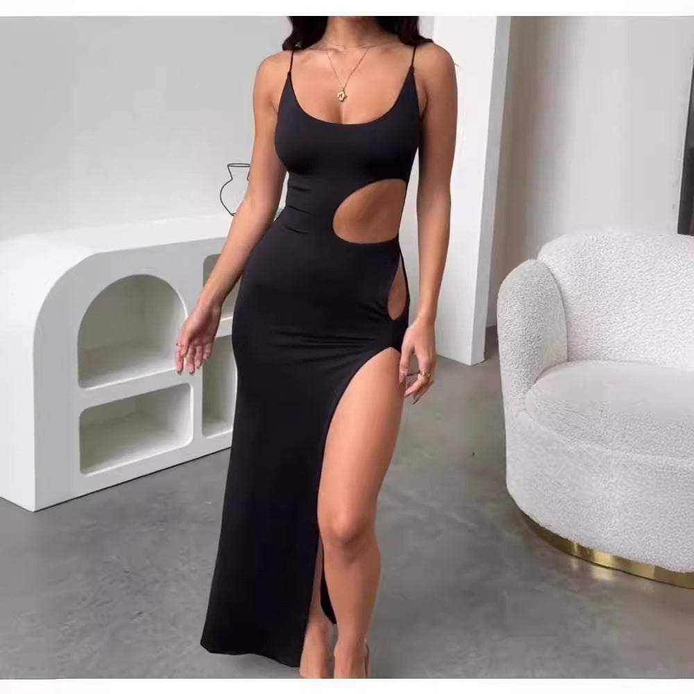 Damer maxi klänning med utskärningsdesign och hög slits-Eva Jonsson