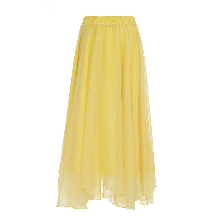 Damer maxikjol med flödande snitt och transparenta volangdetaljer Mirla-Eva Jonsson