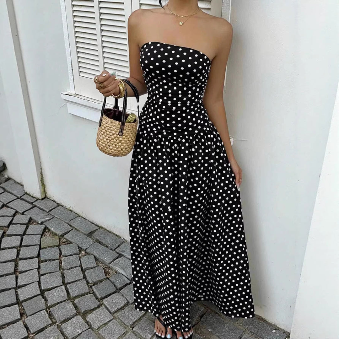 Damer maxikjol med strapless design och prickmönster Mirla-Eva Jonsson