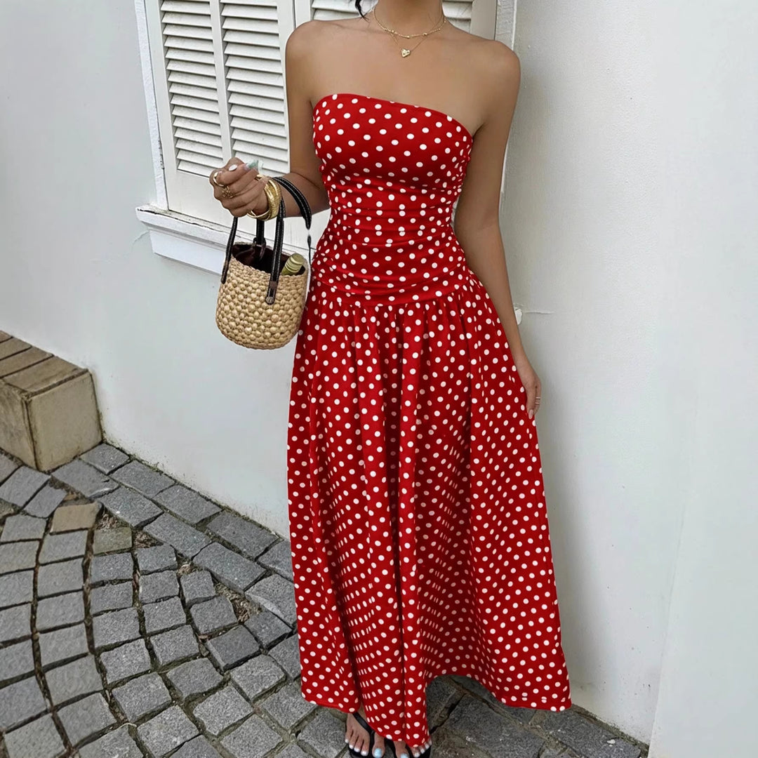 Damer maxikjol med strapless design och prickmönster Mirla-Eva Jonsson