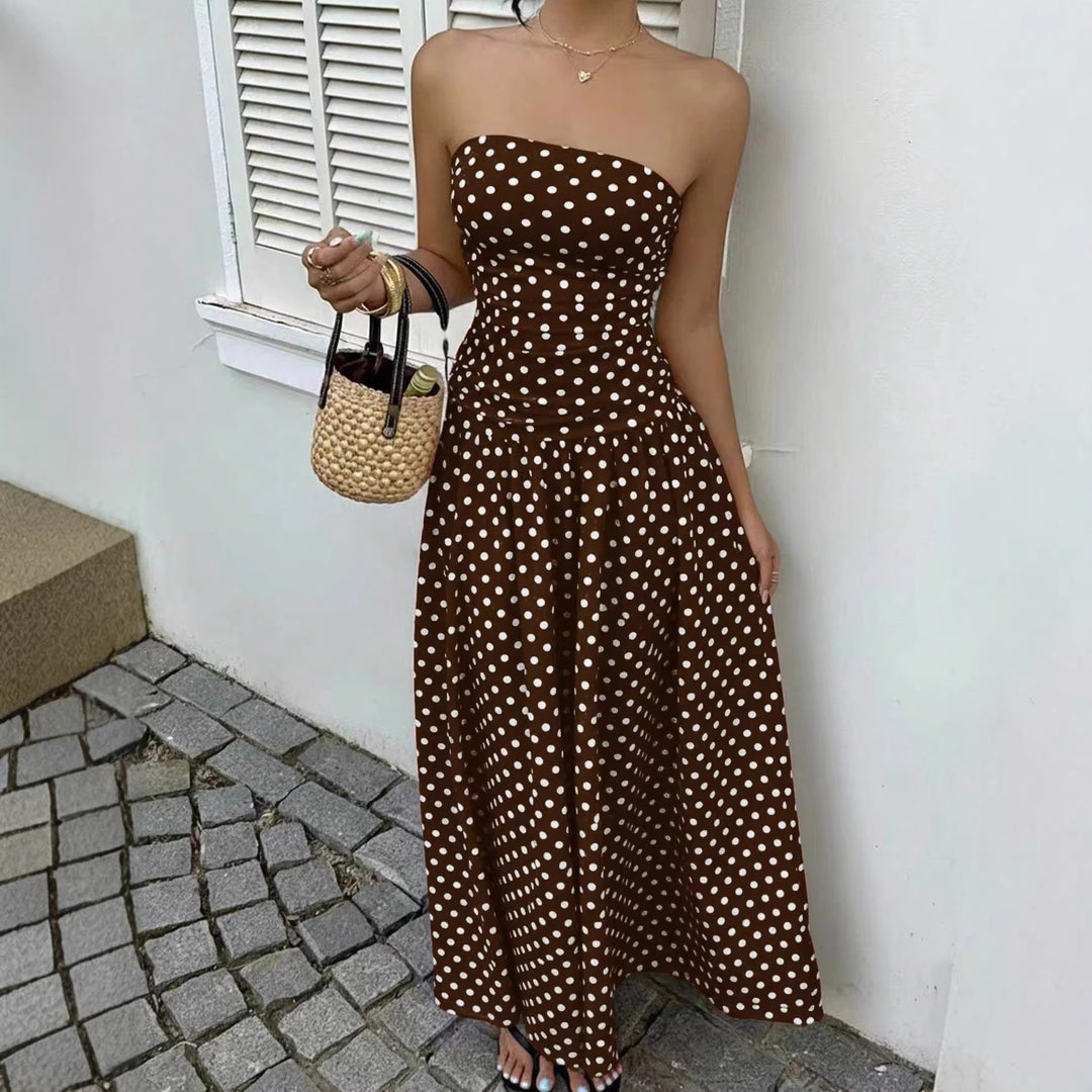 Damer maxikjol med strapless design och prickmönster Mirla-Eva Jonsson