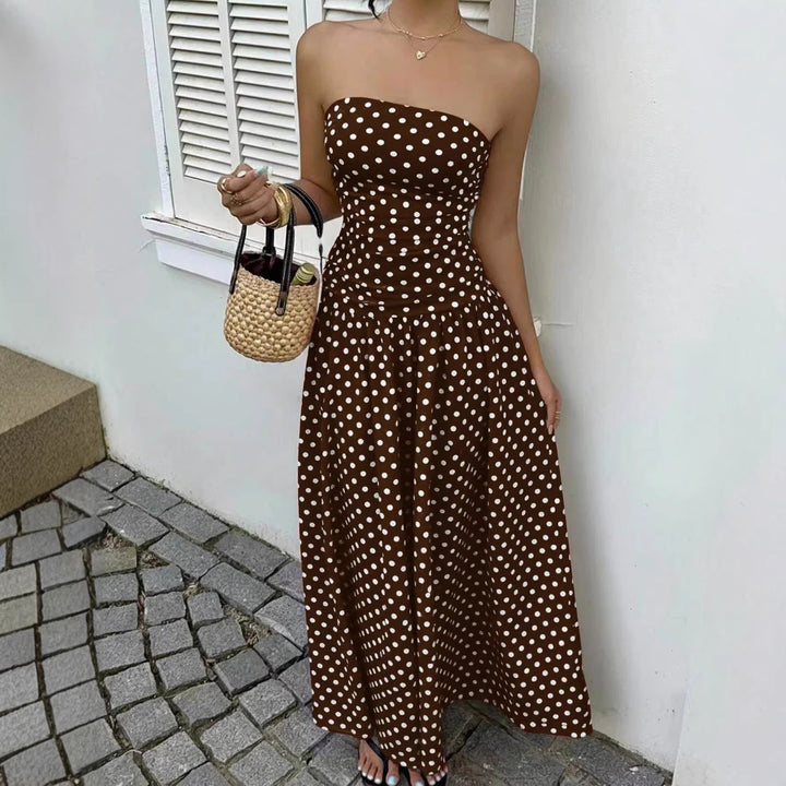 Damer maxikjol med strapless design och prickmönster Mirla-Eva Jonsson