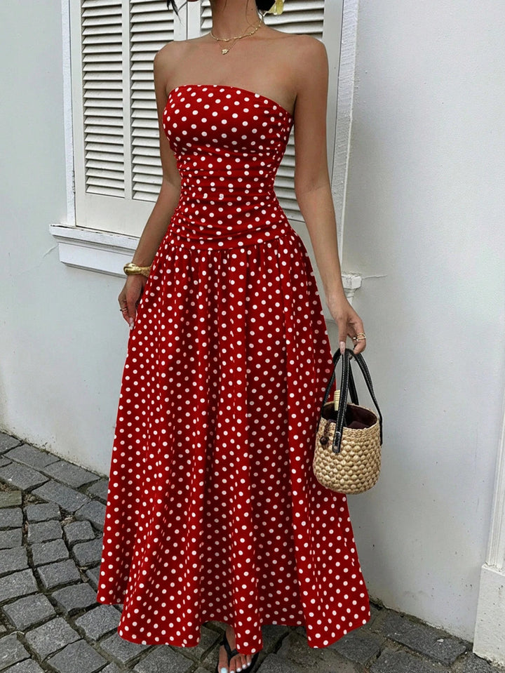 Damer maxikjol med strapless design och prickmönster Mirla-Eva Jonsson