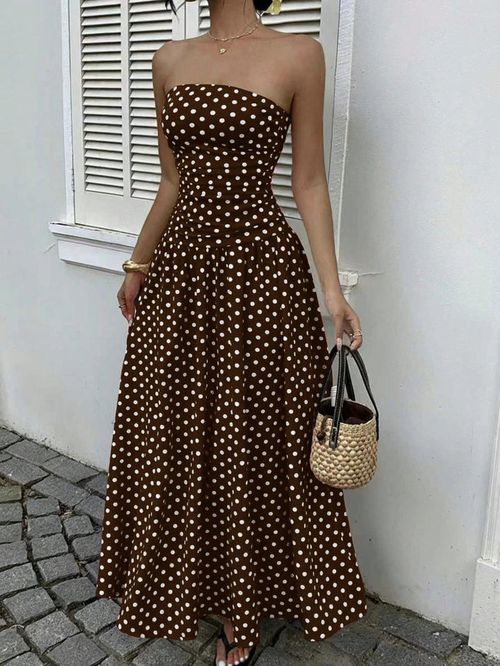 Damer maxikjol med strapless design och prickmönster Mirla-Eva Jonsson