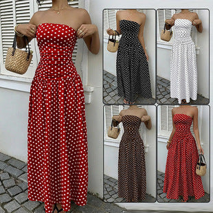 Damer maxikjol med strapless design och prickmönster Mirla-Eva Jonsson