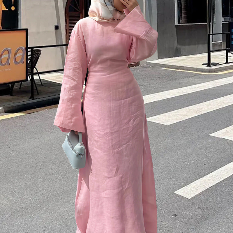 Damer maxiklänning med midjeband och elegant krage Mirla-Eva Jonsson