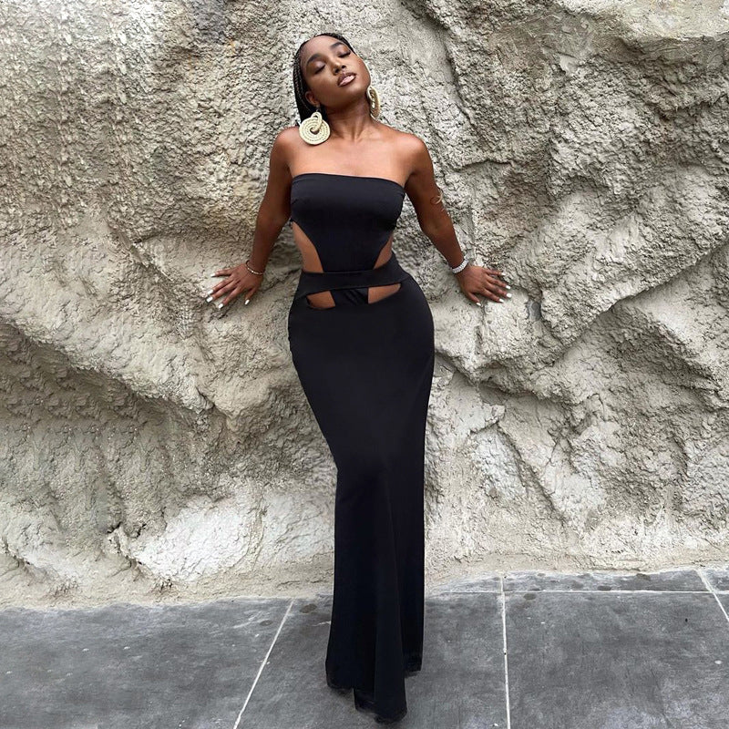 Damer maxiklänning med stiliga cut-outs och sexig slits Mirla-Eva Jonsson