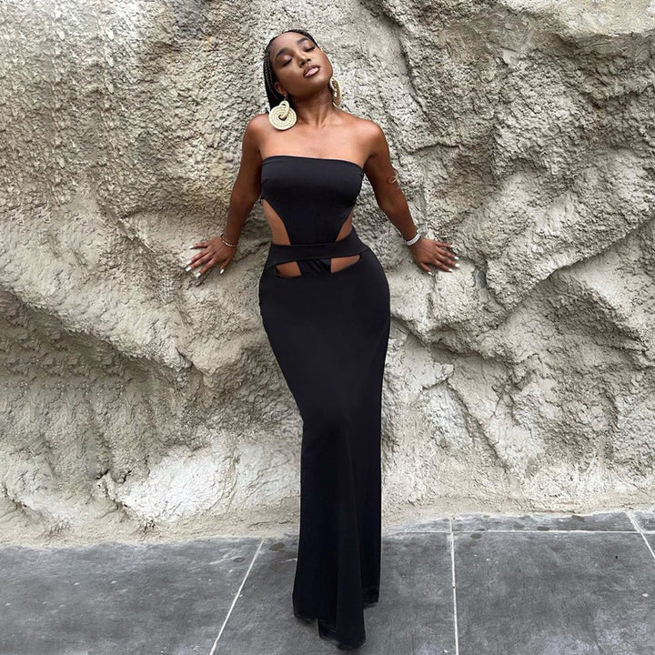 Damer maxiklänning med stiliga cut-outs och sexig slits Mirla-Eva Jonsson