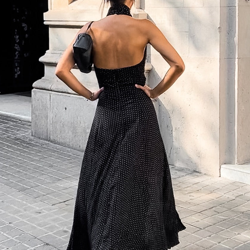 Damer maxiklänning med stylish hög hals och eleganta slitsar Mirla-Eva Jonsson