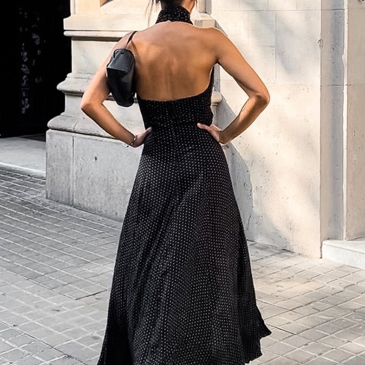 Damer maxiklänning med stylish hög hals och eleganta slitsar Mirla-Eva Jonsson