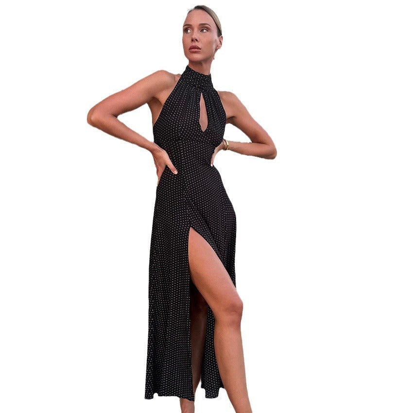 Damer maxiklänning med stylish hög hals och eleganta slitsar Mirla-Eva Jonsson
