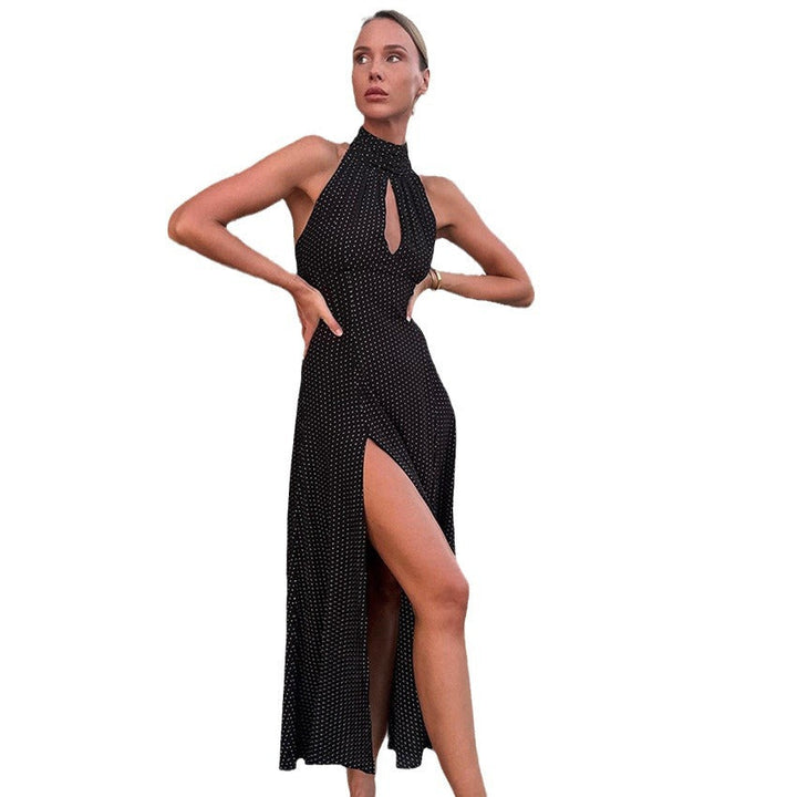 Damer maxiklänning med stylish hög hals och eleganta slitsar Mirla-Eva Jonsson