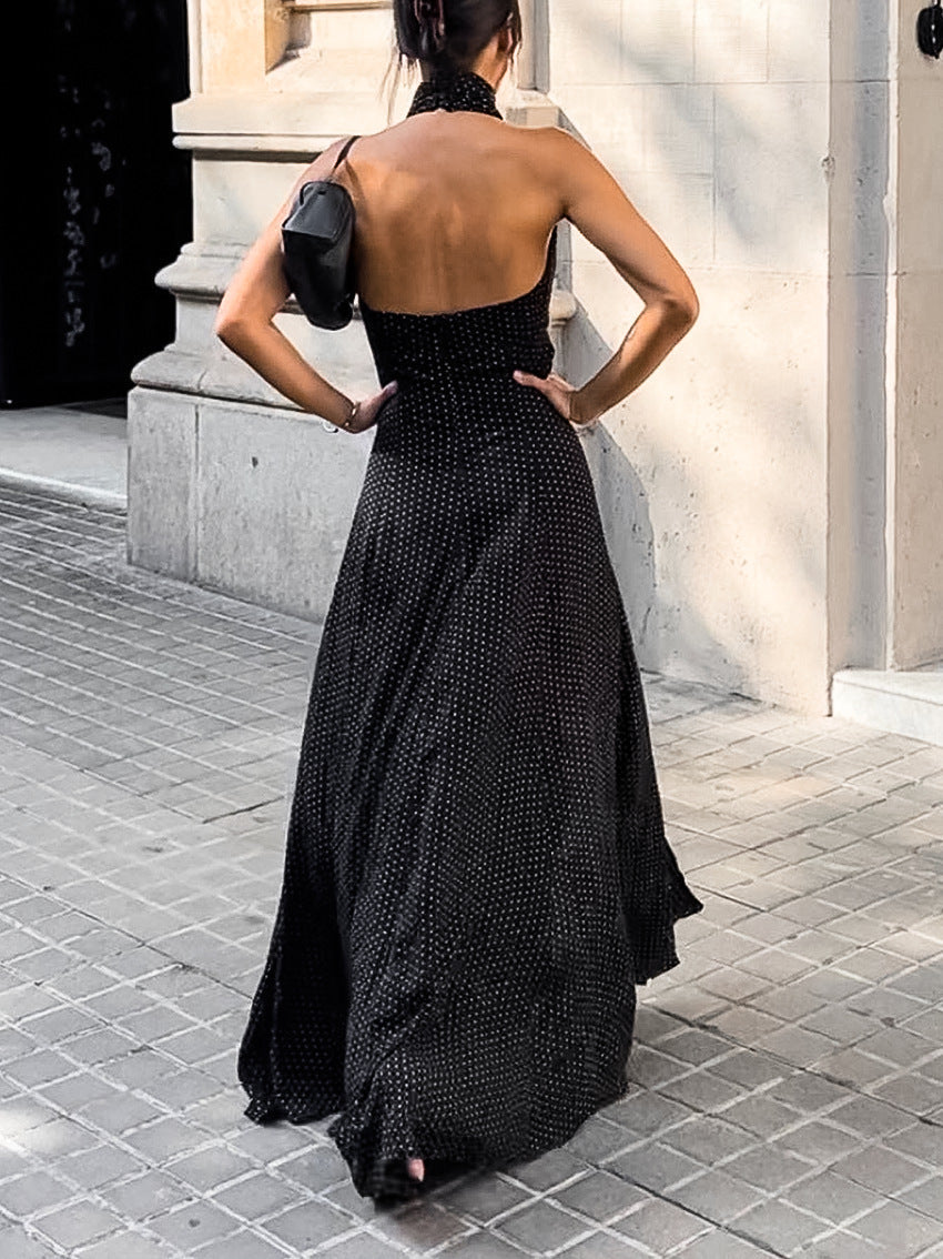 Damer maxiklänning med stylish hög hals och eleganta slitsar Mirla-Eva Jonsson