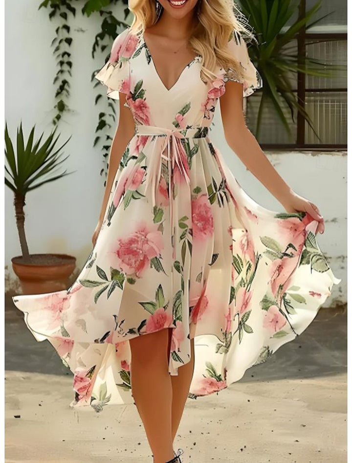 Damer maxiklänning med voluminös kjol och blommönster Mirla-Eva Jonsson