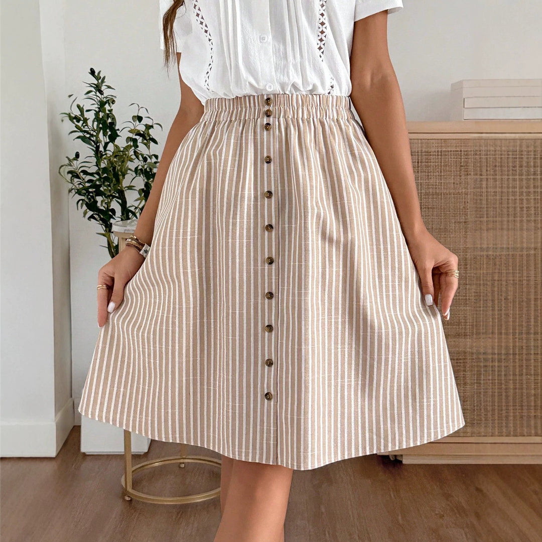 Damer midi-kjol med knappar och elastisk midja Mirla-Eva Jonsson