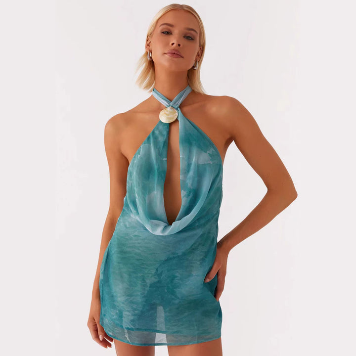 Damer miniklänning med elegant halterneck-design och raffinerad skärning Eva Jonsson-Eva Jonsson