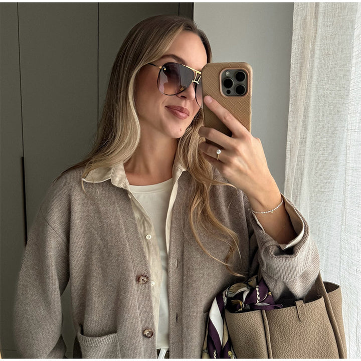 Damer mjuk cardigan med fickor och knapplist Eva Jonsson-Eva Jonsson