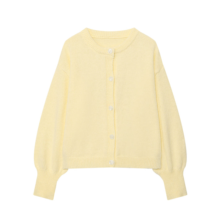 Damer mjuk cardigan med puffärmar och knäppning Mirla-Eva Jonsson