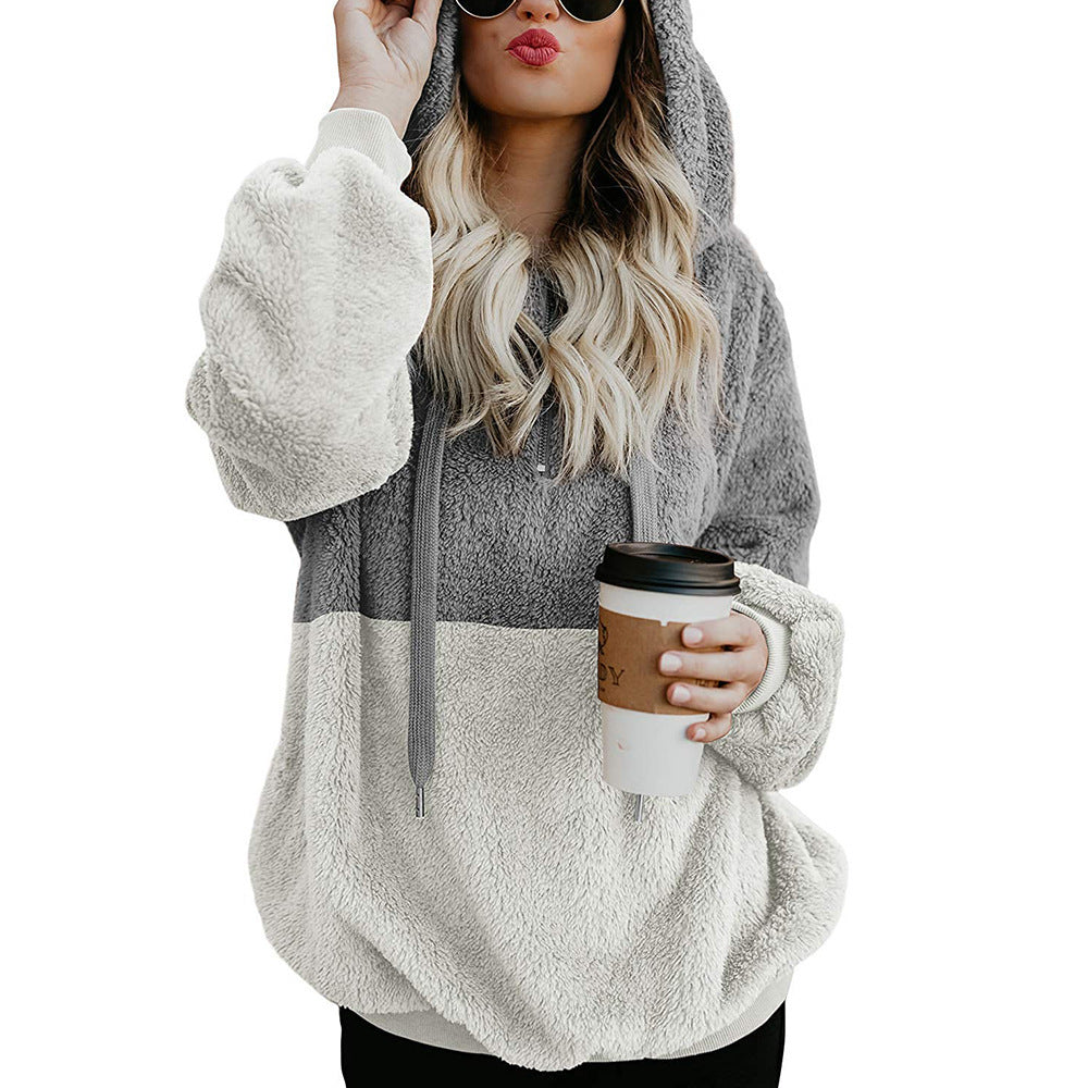 Damer mjuk fleece-hoodie med huva och stora fickor Eva Jonsson-Eva Jonsson