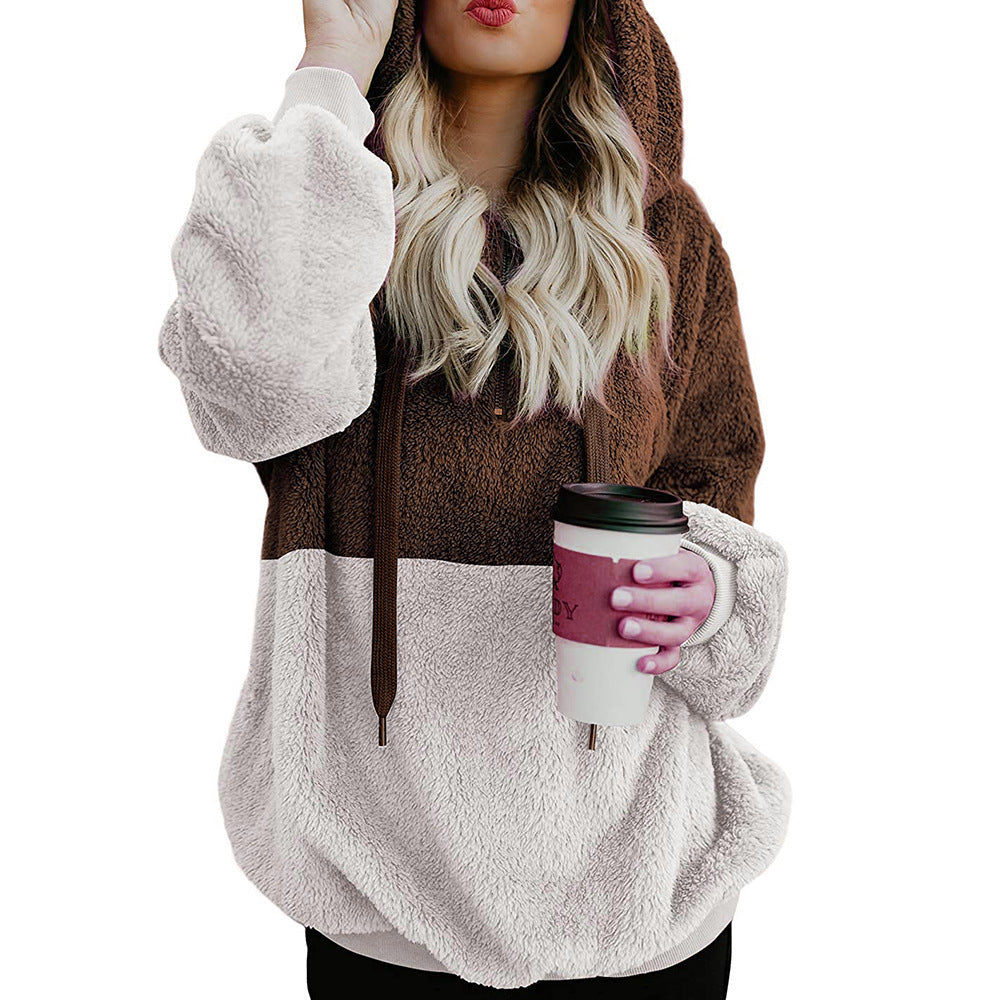Damer mjuk fleece-hoodie med huva och stora fickor Eva Jonsson-Eva Jonsson