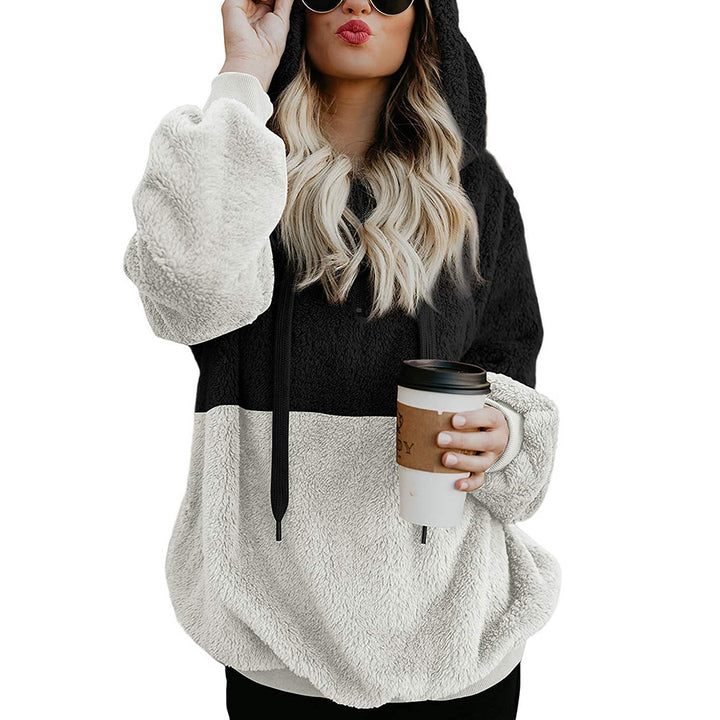 Damer mjuk fleece-hoodie med huva och stora fickor Eva Jonsson-Eva Jonsson