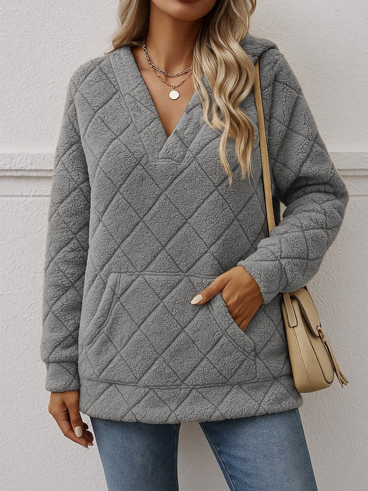 Damer mjuk fleece-tröja med V-ringning Mirla-Eva Jonsson