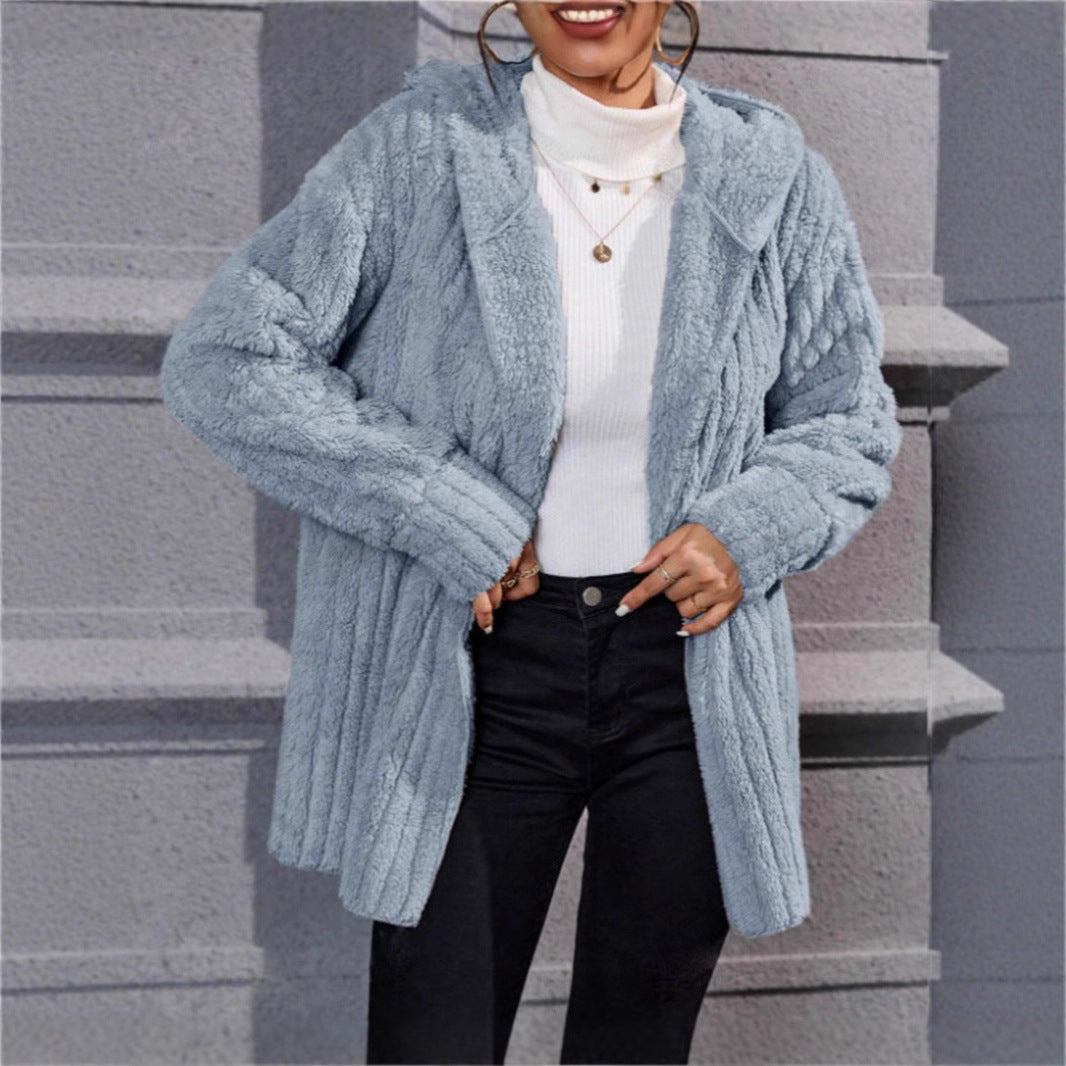 Damer mjuk fleecejacka med huva och strukturerad design Mirla-Eva Jonsson