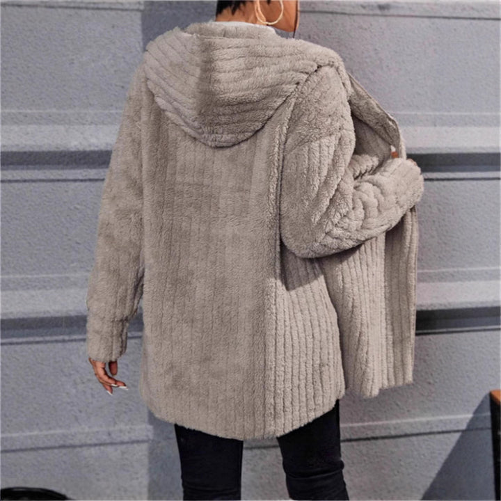 Damer mjuk fleecejacka med huva och strukturerad design Mirla-Eva Jonsson
