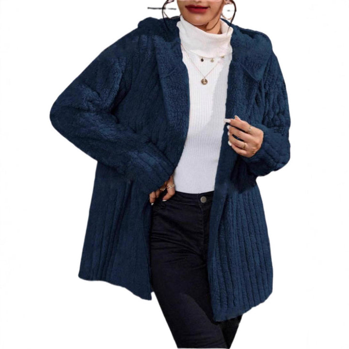 Damer mjuk fleecejacka med huva och strukturerad design Mirla-Eva Jonsson
