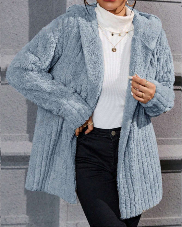 Damer mjuk fleecejacka med huva och strukturerad design Mirla-Eva Jonsson