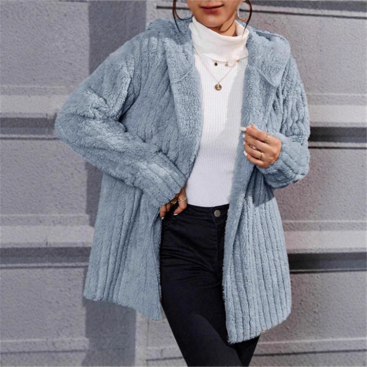 Damer mjuk fleecejacka med huva och strukturerad design Mirla-Eva Jonsson
