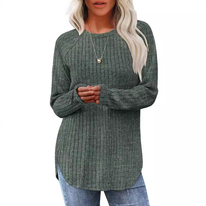 Damer mjuk och avslappnad stickad tröja med ribbmönster Mirla-Eva Jonsson