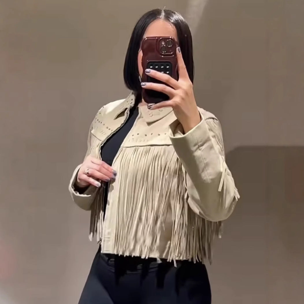 Damer mocka fransjacka med detaljälskande nitar Mirla-Eva Jonsson