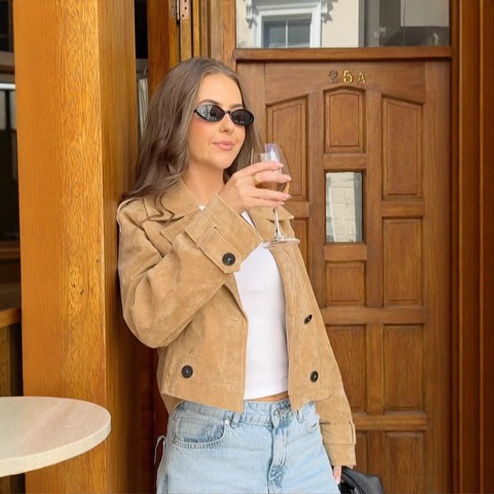 Damer mode Cropped Jacka i högkvalitativmocka Mirla-Eva Jonsson