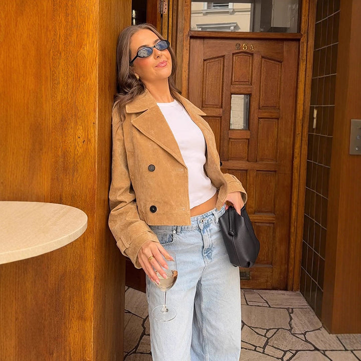 Damer mode Cropped Jacka i högkvalitativmocka Mirla-Eva Jonsson