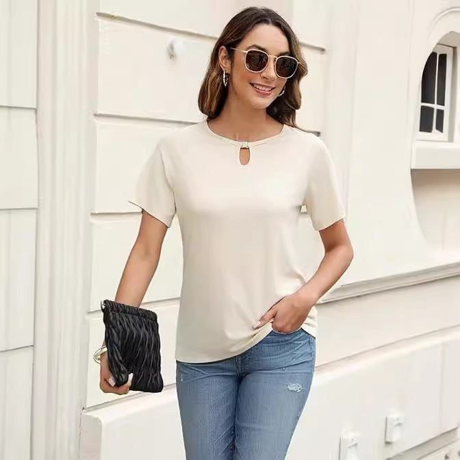 Damer mode T-shirt med dekorativ springa Eva Jonsson-Eva Jonsson