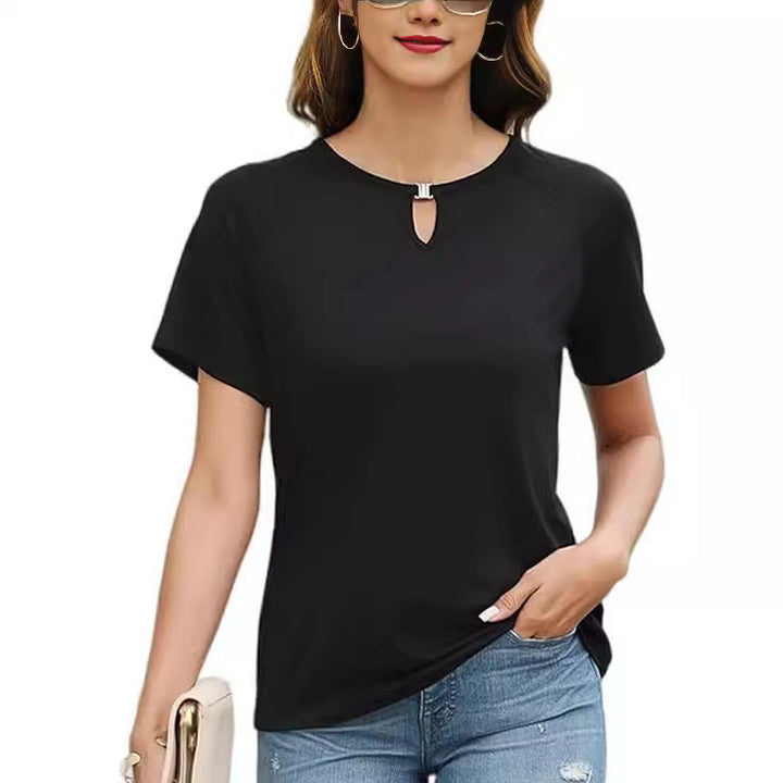 Damer mode T-shirt med dekorativ springa Eva Jonsson-Eva Jonsson