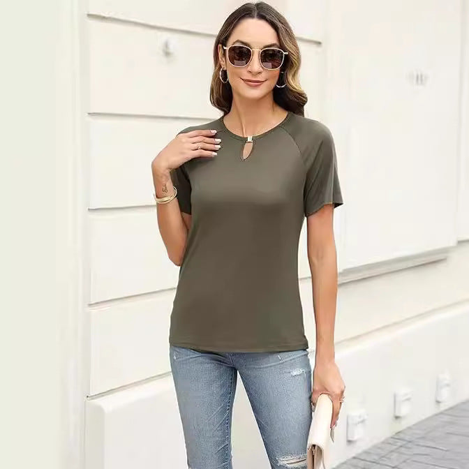Damer mode T-shirt med dekorativ springa Eva Jonsson-Eva Jonsson