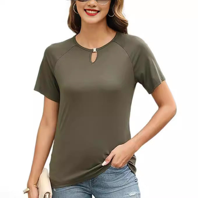 Damer mode T-shirt med dekorativ springa Eva Jonsson-Eva Jonsson