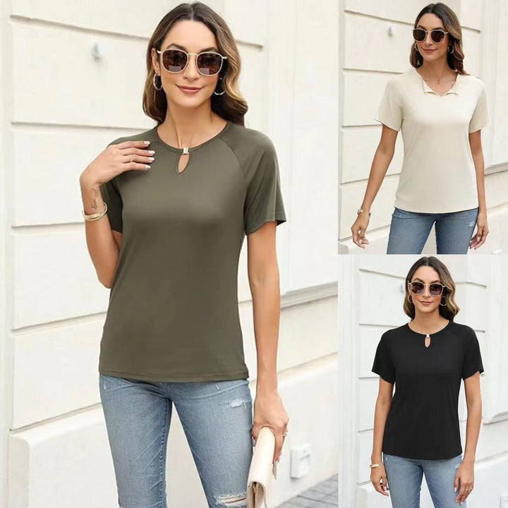 Damer mode T-shirt med dekorativ springa Eva Jonsson-Eva Jonsson