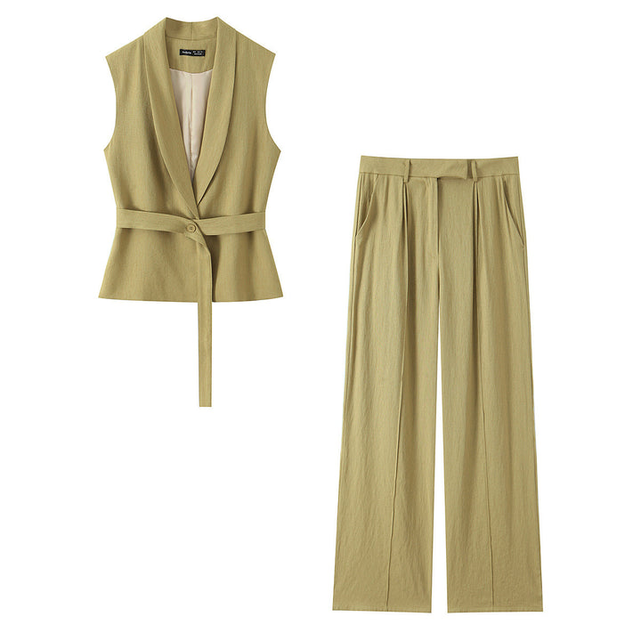 Damer mode blazer- och palazzo-byx-set med figursydd silhuett Mirla-Eva Jonsson