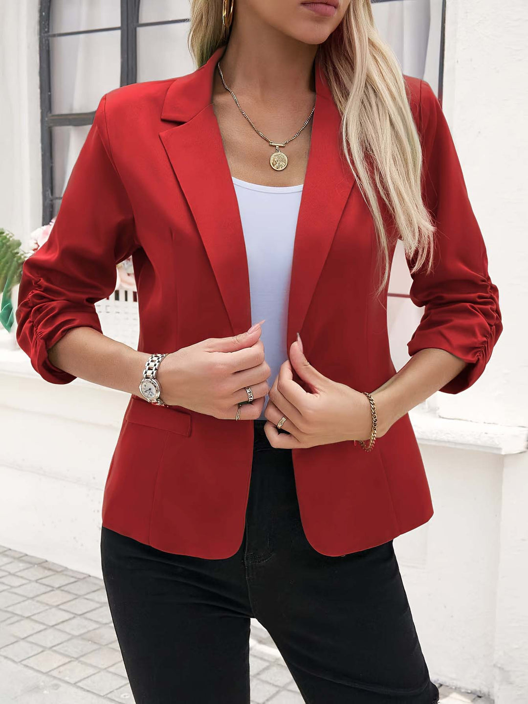 Damer mode blazjacka med innovativ skärning och elastiska ärmar Eva Jonsson-Eva Jonsson