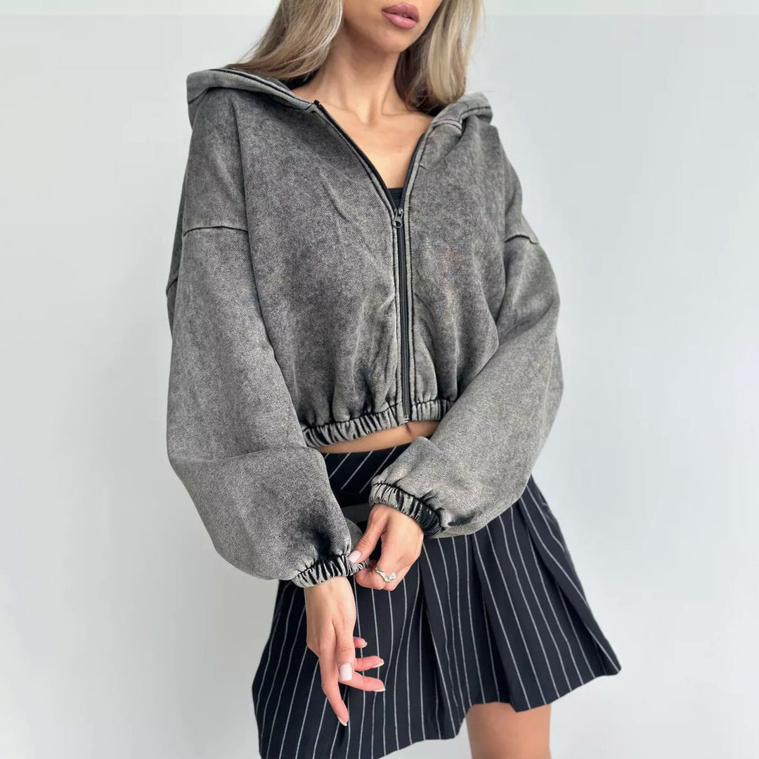 Damer mode cropped hoodie jacka Mirla-Eva Jonsson