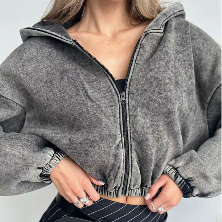 Damer mode cropped hoodie jacka Mirla-Eva Jonsson