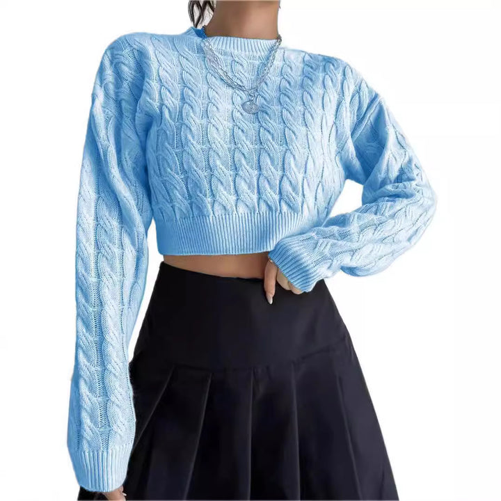 Damer mode cropped stickad tröja med flätmönster Mirla-Eva Jonsson
