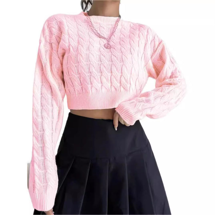 Damer mode cropped stickad tröja med flätmönster Mirla-Eva Jonsson